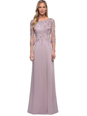 New La Femme 29251 Embroidered A-line Gown In Mauve Size 14 $498